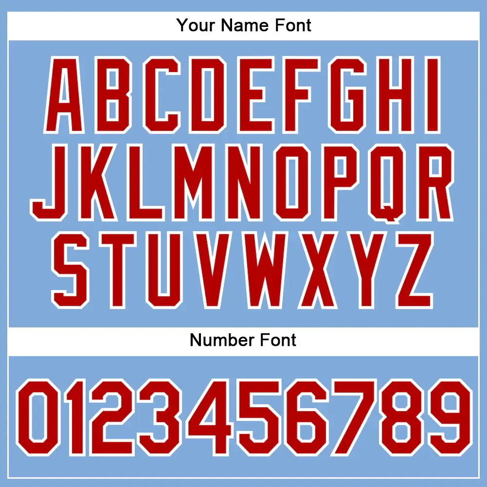 Custom Light Blue Baseball Jersey with Red-White - Image 3