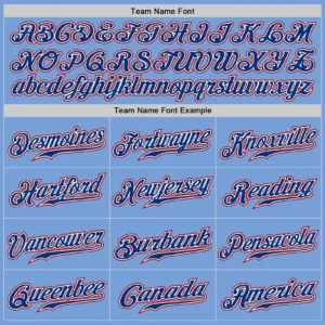 Custom Light Blue Baseball Jersey with Royal-Red - Image 2