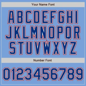 Custom Light Blue Baseball Jersey with Royal-Red - Image 3