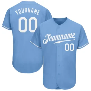 Custom Light Blue Baseball Jersey with White