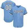 Custom Light Blue Baseball Jersey with White-Black