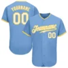Custom Light Blue Baseball Jersey with White-Gold