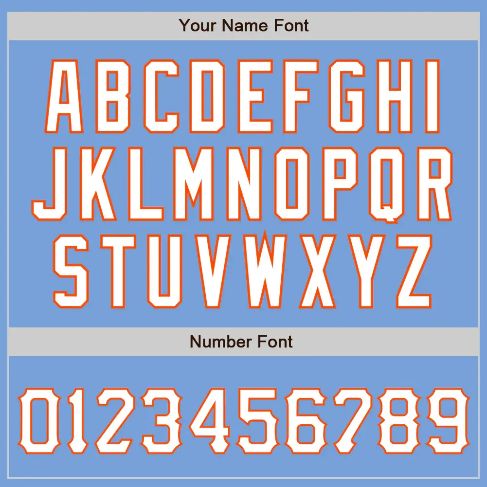 Custom Light Blue Baseball Jersey with White-Orange - Image 3