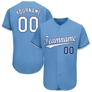 Custom Light Blue Baseball Jersey with White-Royal