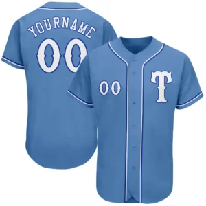 Custom Light Blue Baseball Jersey with White-Royal