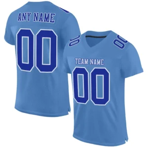 Custom Light Blue Mesh Football Jersey with Royal
