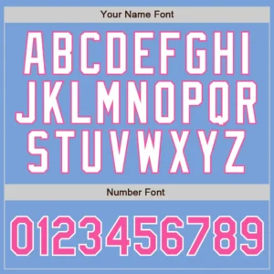 Custom Light Blue Pinstripe Baseball Jersey with Pink-White - Image 2