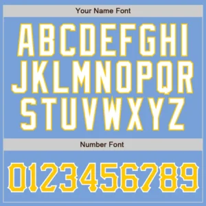 Custom Light Blue Pinstripe Baseball Jersey with Gold-White - Image 2