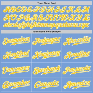 Custom Light Blue Pinstripe Baseball Jersey with Gold-White - Image 3