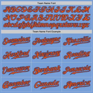 Custom Light Blue Pinstripe Baseball Jersey with Orange-Royal - Image 3