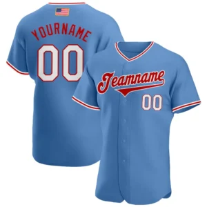 Custom Light Blue UAS Flag Fashion Baseball Jersey with White-Red