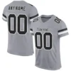 Custom Light Gray Mesh Football Jersey with Black-White