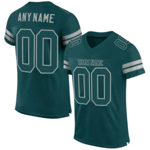 Custom Midnight Green Mesh Football Jersey with Gray