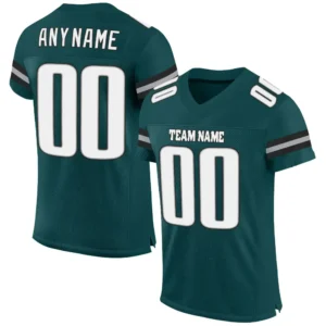 Custom Midnight Green Mesh Football Jersey with White-Gray