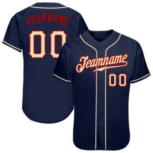 Custom Navy Baseball Jersey with Cream-Red