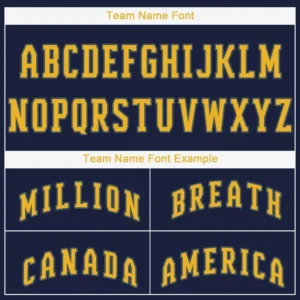 Custom Navy Baseball Jersey with Gold - Image 3