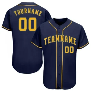 Custom Navy Baseball Jersey with Gold