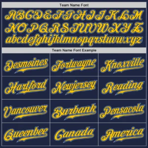 Custom Navy Baseball Jersey with Gold-Light Blue - Image 3