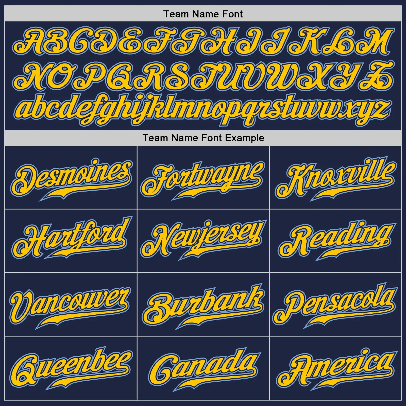 Custom Navy Baseball Jersey with Gold-Light Blue - Image 3