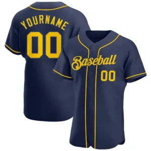 Custom Navy Baseball Jersey with Gold-Navy