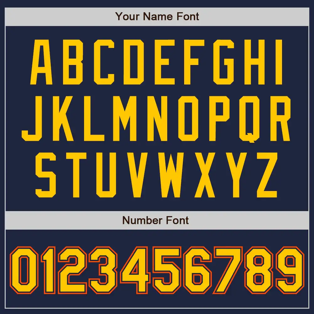 Custom Navy Baseball Jersey with Gold-Orange - Image 2