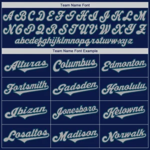 Custom Navy Baseball Jersey with Gray-Teal - Image 3