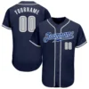 Custom Navy Baseball Jersey with Gray-White
