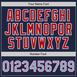 Custom Navy Baseball Jersey with Light Blue-Red - Image 3