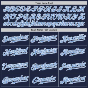 Custom Navy Baseball Jersey with Light Blue-White - Image 2