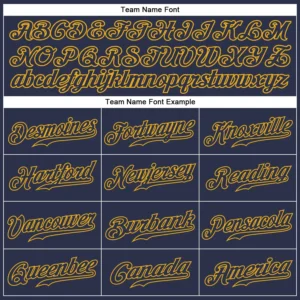 Custom Navy Baseball Jersey with Navy-Gold - Image 2