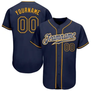 Custom Navy Baseball Jersey with Navy-Gold