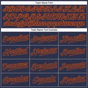 Custom Navy Baseball Jersey with Navy-Orange - Image 2