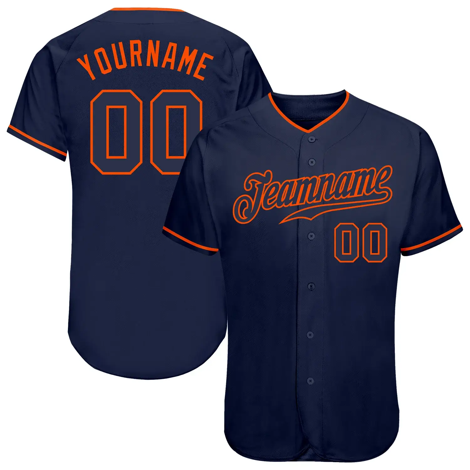 Custom Navy Baseball Jersey with Navy-Orange
