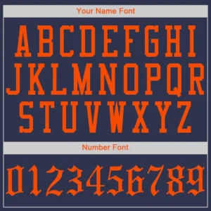 Custom Navy Baseball Jersey with Orange - Image 2