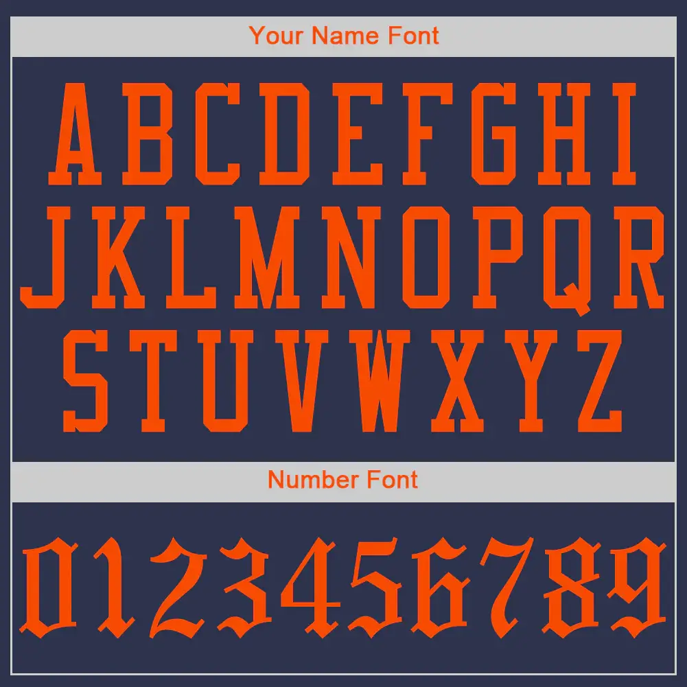 Custom Navy Baseball Jersey with Orange - Image 2
