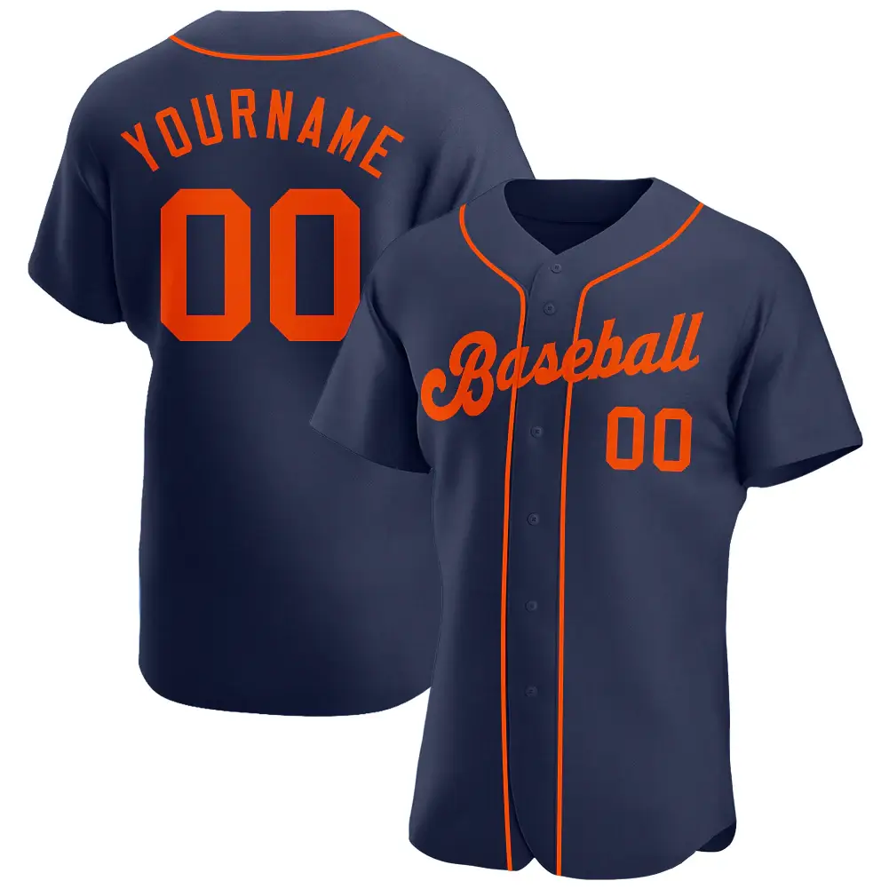 Custom Navy Baseball Jersey with Orange
