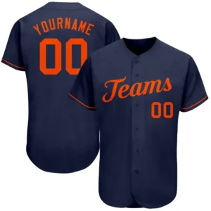 Custom Navy Baseball Jersey with Orange