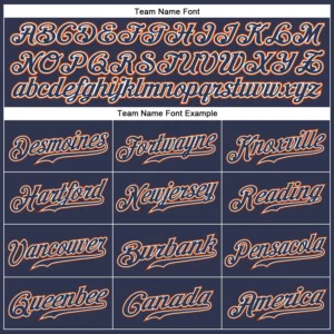 Custom Navy Baseball Jersey with Orange-White - Image 2