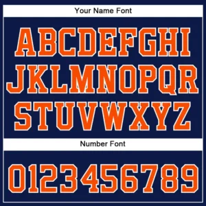 Custom Navy Baseball Jersey with Orange-White - Image 2