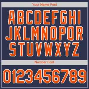 Custom Navy Baseball Jersey with Orange-White - Image 2