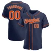 Custom Navy Baseball Jersey with Orange-White