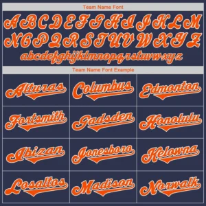 Custom Navy Baseball Jersey with Orange-White - Image 3