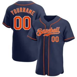 Custom Navy Baseball Jersey with Orange-White