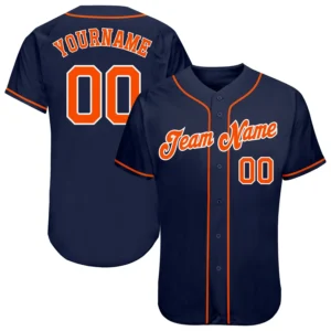 Custom Navy Baseball Jersey with Orange-White