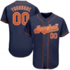 Custom Navy Baseball Jersey with Orange-White