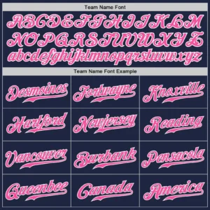 Custom Navy Baseball Jersey with Pink-White - Image 3