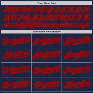 Custom Navy Baseball Jersey with Red - Image 2