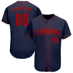 Custom Navy Baseball Jersey with Red