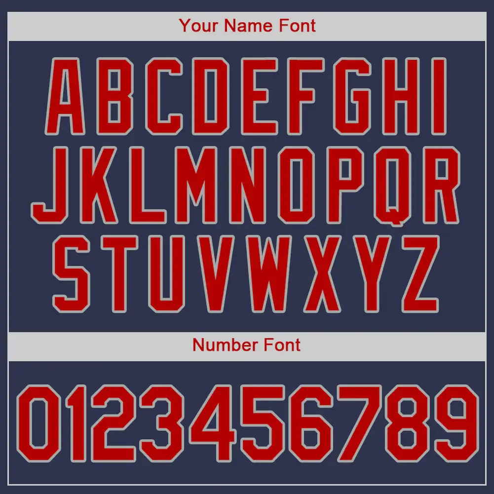 Custom Navy Baseball Jersey with Red-Gray - Image 2