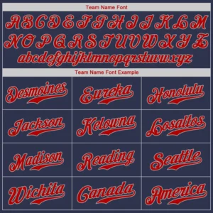 Custom Navy Baseball Jersey with Red-Gray - Image 3